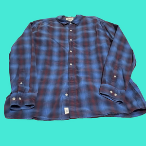 Blue and Red Casual Button Down Shirt with Classic Plaid Design